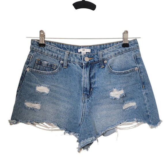 BP Size 28 Blue Distressed / Destroyed Cutoff Denim Jean Shorts, Exc. Used Cond. - Picture 1 of 10